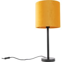 Aanbieding Art Deco tafellamp zwart met gele kap 25 cm - Simplo