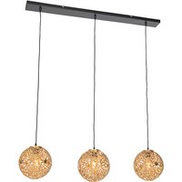 Aanbieding Art Deco hanglamp goud langwerpig 3-lichts - Maro