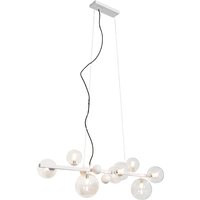 Aanbieding Art Deco hanglamp wit met helder glas 8-lichts - David