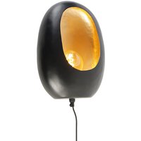 Aanbieding Design wandlamp zwart met gouden binnenkant 36 cm - Cova