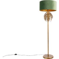 Aanbieding Vintage vloerlamp goud met velours kap groen - Botanica
