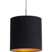 Aanbieding Hanglamp met velours kap zwart met goud 40 cm - Combi