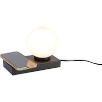 Aanbieding Tafellamp zwart met touch en inductielader - Janneke