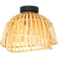 Aanbieding Oosterse plafondlamp zwart met naturel bamboe 30 cm - Pua