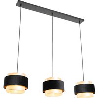 Aanbieding Moderne hanglamp zwart met goud 3-lichts - Elif