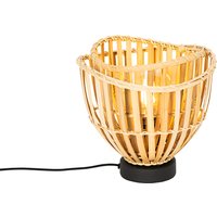 Aanbieding Oosterse tafellamp zwart met naturel bamboe - Pua