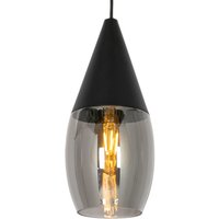 Aanbieding Moderne hanglamp zwart met smoke glas - Drop