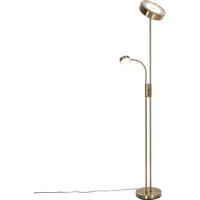 Aanbieding Vloerlamp brons incl. LED en dimmer met leeslamp - Kelso