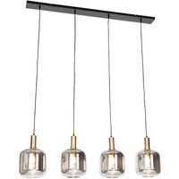 Aanbieding Design hanglamp zwart met goud en smoke glas 4-lichts - Zuzanna