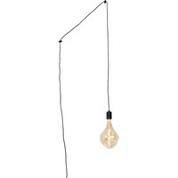 Aanbieding Hanglamp zwart met stekker incl. PS160 goud dimbaar- Cavalux