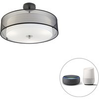 Aanbieding Smart plafondlamp zwart met wit 50 cm incl. 3 Wifi A60 - Drum Duo