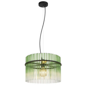 Laagste prijs - Globo Zwarte hanglampGorley met groen glas Ø 40cm - 15698HG