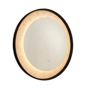 Laagste prijs - Searchlight Badkamer spiegelLuxo zwart met licht - 96060BK