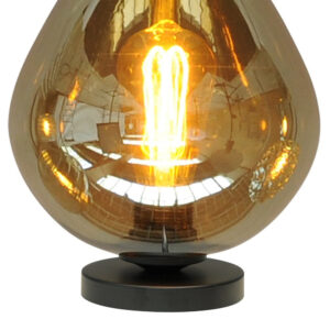 Laagste prijs - Masterlight Zwarte tafellampQuinto 24cm met smoke glas - 4260-05-05-3