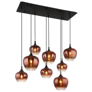 Laagste prijs - Globo Zwarte hanglampMaxy met rood glas 8-lichts - 15548-8HG
