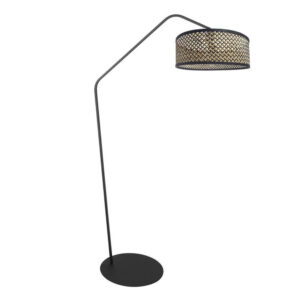 Laagste prijs - Steinhauer VloerlampZig-Zag zwart met rotan kap Ø 40cm - 4238ZW