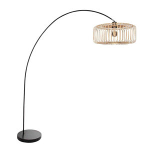 Laagste prijs - Steinhauer BooglampSolva zwart met bamboe - 4156ZW
