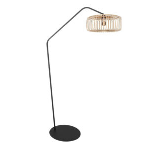 Laagste prijs - Steinhauer VloerlampZig-Zag zwart met bamboe kap Ø 50cm - 4250ZW