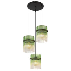 Laagste prijs - Globo Zwarte hanglampGorley met groen glas Ø 47cm - 15698-3HRG