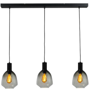 Laagste prijs - Masterlight 3-lichts hanglamp - zwart -Porto met Nicolette green glazen - 2711-05-05-100-3-14