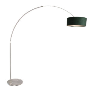 Laagste prijs - Steinhauer BooglampSparkled RVS met velours groene kap - 8124ST