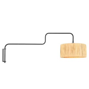 Laagste prijs - Steinhauer WandlampBloeba zwart met strokleurige kap - 4182ZW