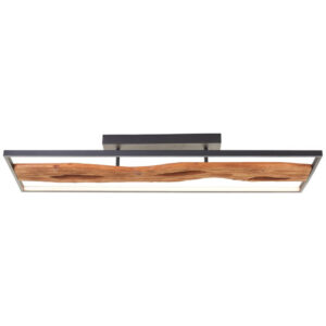 Laagste prijs - Brilliant Plafondlamp zwart met houtChaumont 100cm - G80114/76