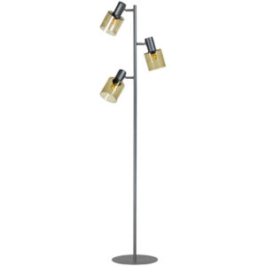Laagste prijs - ETH Glazen vloerlampSledge Glass 3-lichts zwart met goud glas - 05-VL8178-3033