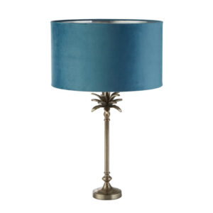 Laagste prijs - Searchlight TafellampPalm goud met blauwe kap - EU81210TE