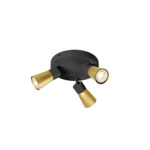 Laagste prijs - SLV Ronde spotPuri 2.0 Cone zwart-goud 3-lichts - 1008337