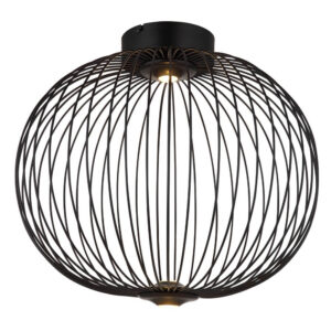 Laagste prijs - Globo Zwarte plafondlampGalway enkel kooi Ø 50cm - 15652D1
