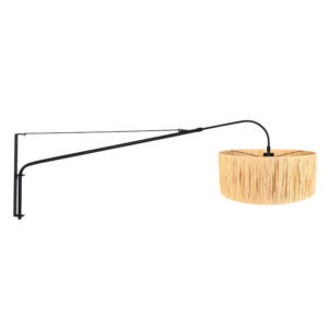 Laagste prijs - Steinhauer WandlampElegant Classy zwart met strokleurige kap - 3700ZW