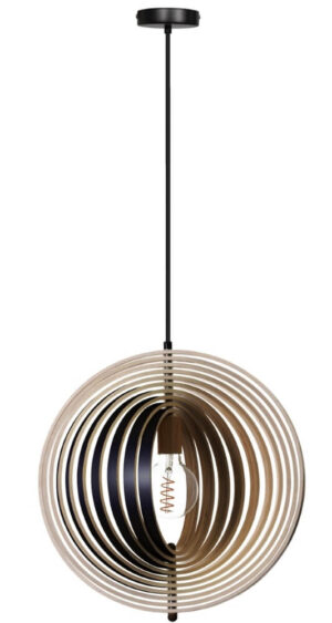 Laagste prijs - ETH Desing hanglampWoody zwart met hout Ø 43