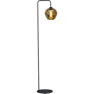 Laagste prijs - Masterlight Zwarte vloerlampQuinto met smoke glas - 1262-05-05-3
