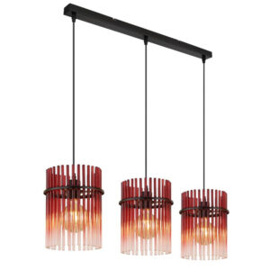 Laagste prijs - Globo Zwarte hanglampGorley met rood glas 3-lichts - 15698-3HBR