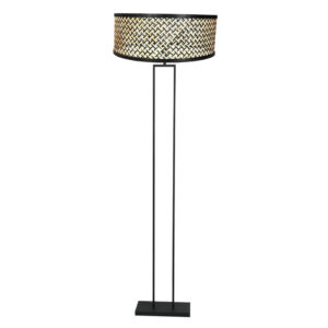 Laagste prijs - Steinhauer Vloerlamp 160cmStang zwart met bamboe kap - 3845ZW