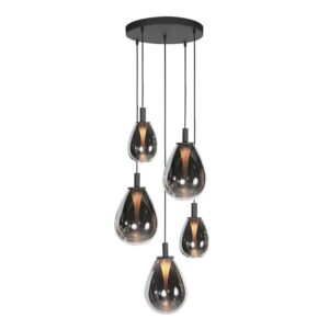 Laagste prijs - Steinhauer HanglampGlimsy 5-lichts zwart rond - 4198ZW
