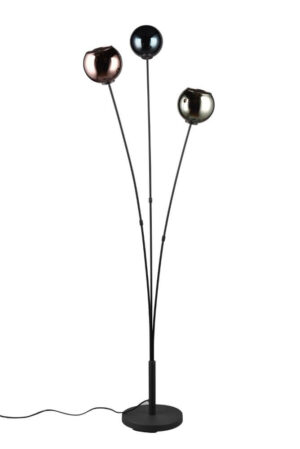 Laagste prijs - Trio Design staande lampSheldon zwart met smoke glas - R41303017