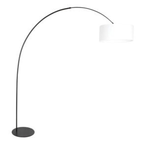 Laagste prijs - Steinhauer VloerlampCurve zwart met grof witte kap Ø 50cm - 4267ZW