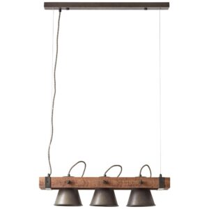 Laagste prijs - Brilliant Eetkamer hanglampPlow 3-lichts antiek zwart met hout - 82173/46