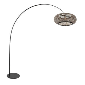 Laagste prijs - Steinhauer VloerlampCurve zwart met rotan kap Ø 60cm - 4274ZW
