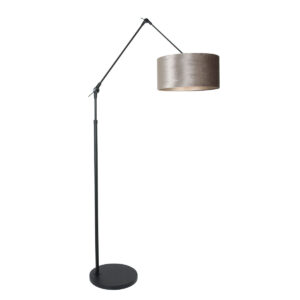 Laagste prijs - Steinhauer Vloer LeeslampPrestige Chic zwart met 40cm taupe velourse kap - 8116ZW