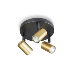 Laagste prijs - ETH 3-lichts opbouwspotThe Common zwart met goud - 05-SP2338-3004