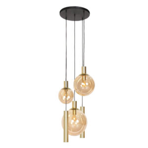 Laagste prijs - Steinhauer Vide hanglampBollique goud met amberglas - 3801ME