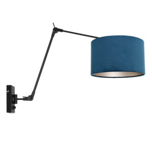 Laagste prijs - Steinhauer Zwarte wand leeslampPrestige Chic met blauw velvet - 8240ZW