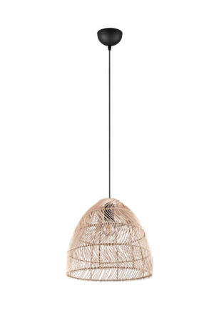 Laagste prijs - Trio HanglampRike zwart met rotan vlechtwerk - R31131036
