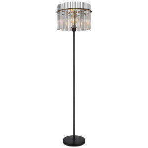 Laagste prijs - Globo Zwarte vloerlampGorley met smoke glas Ø 38cm - 15698S