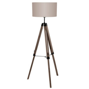 Laagste prijs - Eglo Landelijke vloerlampLantada 106cm Tripod hout met taupe - 44115