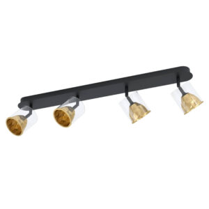 Laagste prijs - Stars of Light Zwarte plafondlanpMelito met goud 4-lichts - 39576