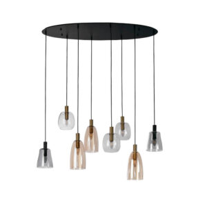 Laagste prijs - Searchlight 8-lichts hanglampDivine meerdere kleuren glas - 36463-8BK